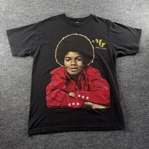 Vintage Y2K Micheal Jackson T Shirt Big Face Print Black Faded Distressed Rare M